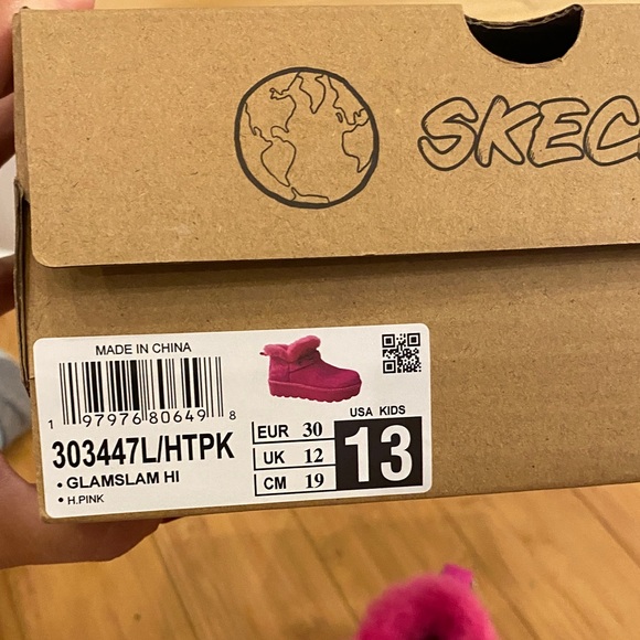 Skechers Kids' Fuchsia Boots with Heart Accents - Picture 2 of 7